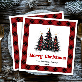 Rustic Buffalo Tree Napkin Holiday Party Design Pappersservett