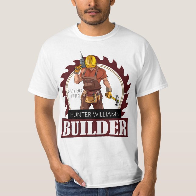 Rustic Builder - Byggnad - främjande T Shirt (Framsida)