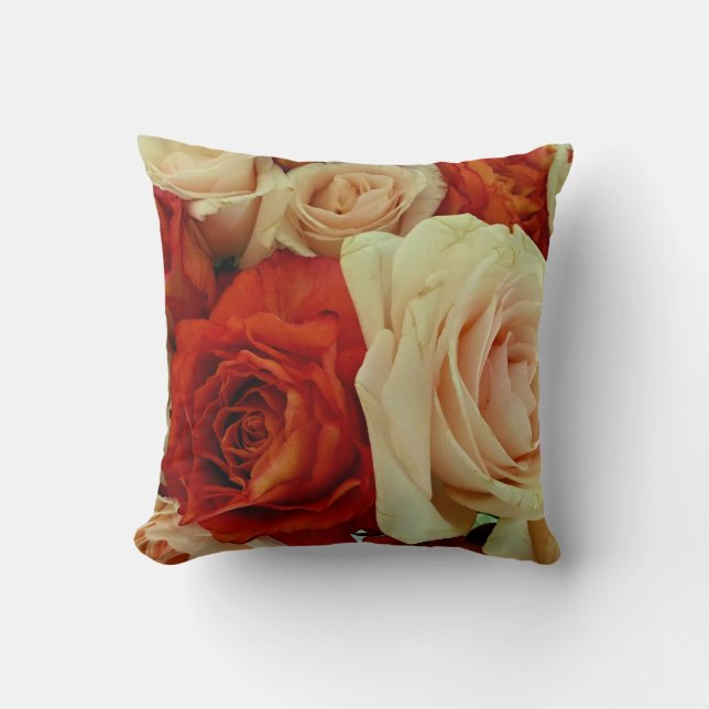 Rustic Bukett med rosor-Square Dekorativ kudde (Framsida)