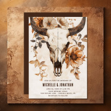 Rustic Bull Cow Skull Blommigt Boho Westernare Brö