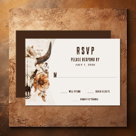Rustic Bull Cow Skull Blommigt Boho Westernare Brö OSA Kort