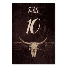 Rustic Bull Skull Bröllop Land Westernare Struktur Bordsnummer