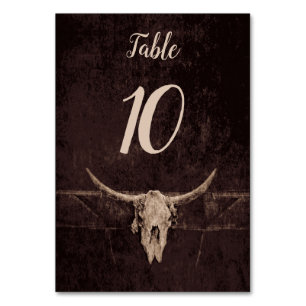 Rustic Bull Skull Bröllop Land Westernare Struktur Bordsnummer