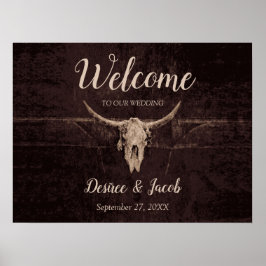 Rustic Bull Skull Bröllop Land Westernare Struktur Poster