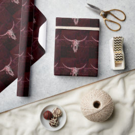 Rustic Bull Skull Western Red Brown Mönster Presentpapper