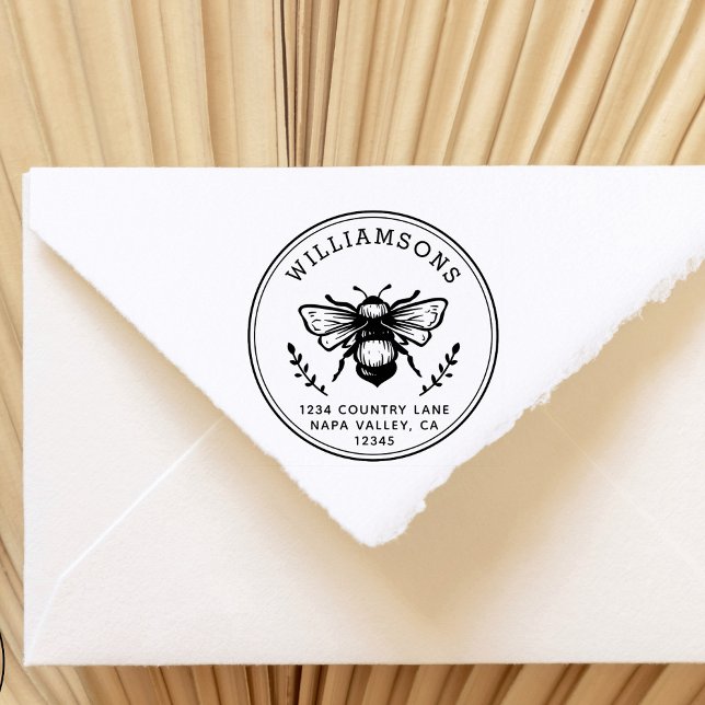 Rustic Bumblebee | Familj Namn Returadress Stämpel (Skapare uppladdad)