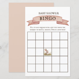 Rustic Bunny Baby Shower Bingo Game