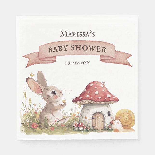 Rustic Bunny Baby Shower Pappersservett (Framsidan)