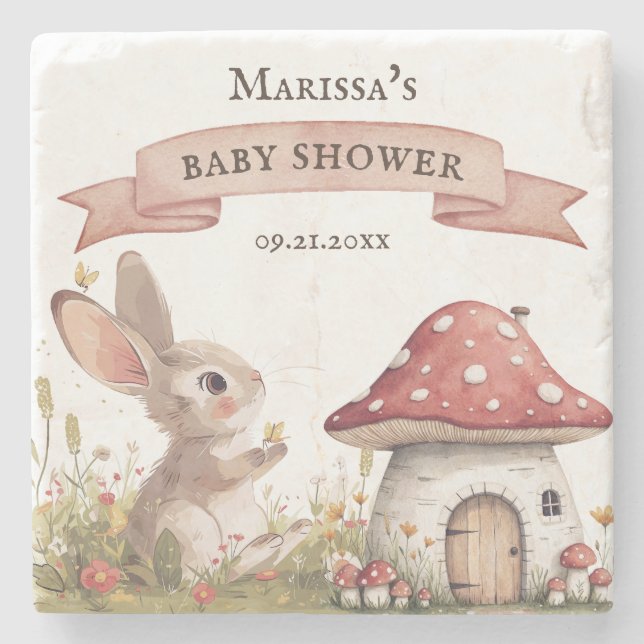 Rustic Bunny Baby Shower Stenunderlägg (Framsidan)