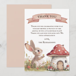 Rustic Bunny Baby Shower Tack för ditt kort
