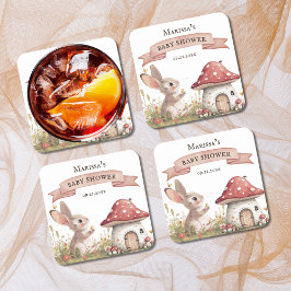 Rustic Bunny Baby Shower Underlägg Papper Kvadrat