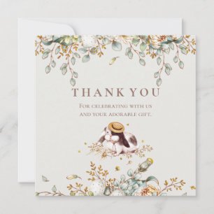 Rustic Bunny Botanical Baby Shower - tack för ditt Kort