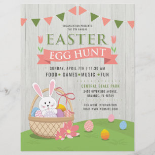 Rustic Bunny i Påskägget Basket Hunt-händelse Reklamblad