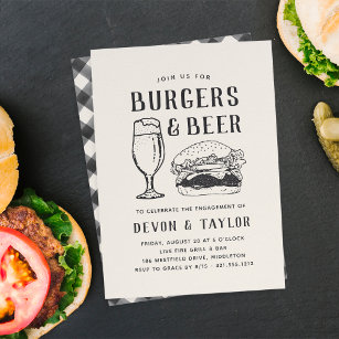 Rustic Burgers & Beer Förlovningsfest Inbjudningar