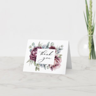 Rustic Burgundy and Plum Blommigt Tack Kort