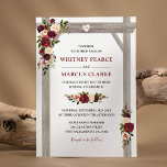 Rustic Burgundy  Blommigt Boho Bröllop Arch Inbjudningar<br><div class="desc">Bröllopapporter hösten-hösten med en klassvit bakgrund i chic som kan ändras till vilken färg som helst,  en snyggt burgundi,  marsaladöd och  blommigt i en rustisk träpåk i bröllop,  ett hjärta i par visning och en modern initialer-inbjudan.</div>