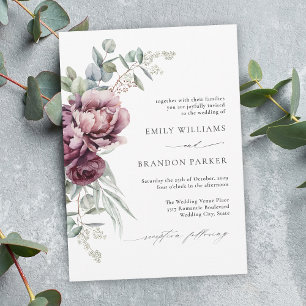 Rustic Burgundy Blommigt Fall Wedding Inbjudningar
