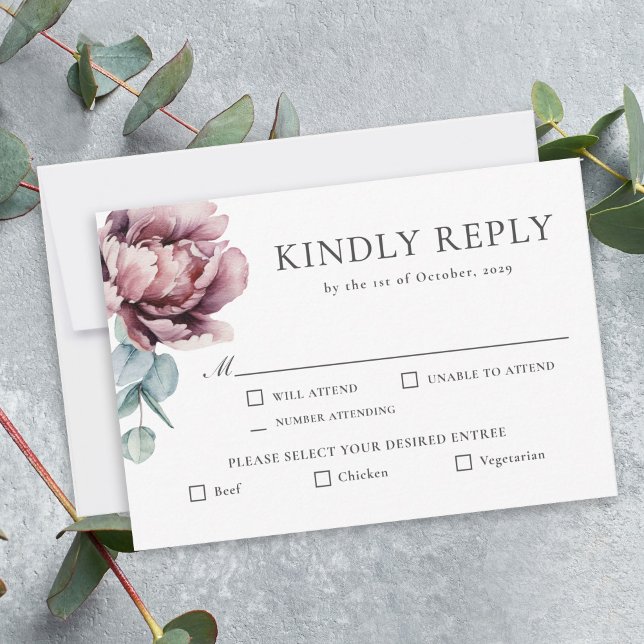 Rustic Burgundy Blommigt Fall Wedding OSA Kort (Skapare uppladdad)