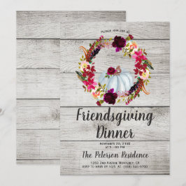 Rustic Burgundy Blommigt Friendsgiving-inbjudan Inbjudningar