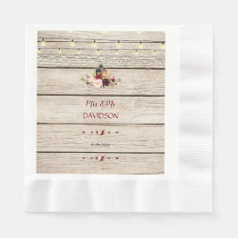 Rustic Burgundy Blommigt Lantern Old Barn Bröllop Pappersservett