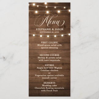 Rustic Burgundy Blommigt Mason Burk Bröllop Meny