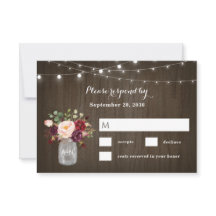 Rustic Burgundy Blommigt Mason Burk Bröllop