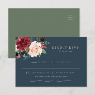 Rustic Burgundy Blommigt Meal Choice OSA Postcard Inbjudningar