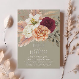 Rustic Burgundy Blommigt Reception Inbjudan