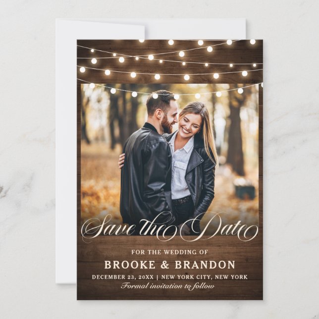 Rustic Burgundy Blommigt String Ljus Mason Burk Spara Datumet (Framsida)