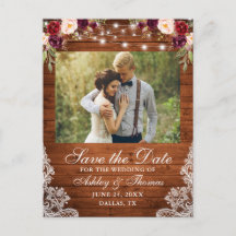 Rustic Burgundy Blommigt Wood Ljus Snöre Photo