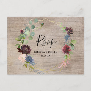Rustic Burgundy-Blommigtar med Greenerys Osa Vykort