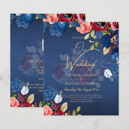 Rustic Burgundy Blue Blommigt Bröllop