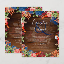 Rustic Burgundy Blue Blommigt Bröllop