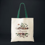 Rustic Burgundy Botanical Bouquet Monogram Tygkasse<br><div class="desc">Vattenfärgad bukett av mörk burgundblommor och muterad lövskiva,  monogram totepåse. Anpassa teckensnittet stil,  färg och storlekt. Designad för att matcha vår ryska botaniska samling.</div>