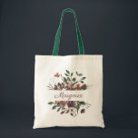 Rustic Burgundy Botanical Bouquet Monogram Tygkasse<br><div class="desc">Vattenfärgad bukett av mörk burgundblommor och muterad lövskiva,  monogram totepåse. Anpassa teckensnittet stil,  färg och storlekt. Designad för att matcha vår ryska botaniska samling.</div>