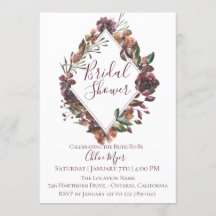 Rustic Burgundy Botanical Inbjudningskort för möhi