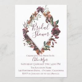 Rustic Burgundy Botanical Inbjudningskort för möhi