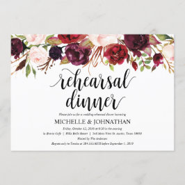 Rustic Burgundy Bröllop Rehearsal Dinner Inbjudan