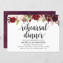 Rustic Burgundy Bröllop Rehearsal Dinner Inbjudan