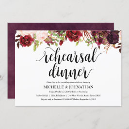 Rustic Burgundy Bröllop Rehearsal Dinner Inbjudan