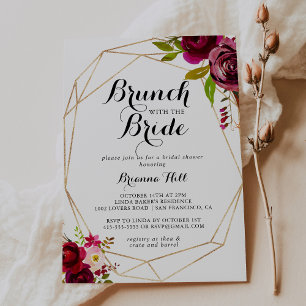 Rustic Burgundy Brunch med Bride Shower Inbjudningar
