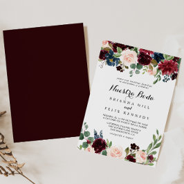 Rustic Burgundy Calligraphy Nuestra Boda Bröllop Inbjudningar