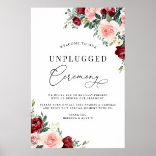 Rustic Burgundy Ceremony Bröllop utan nätanslutni Poster