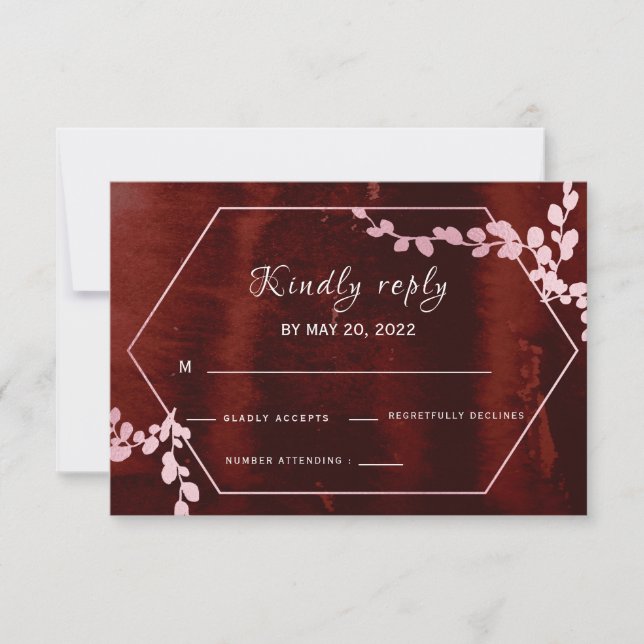Rustic Burgundy Geometric Rosa Blommigt OSA (Framsida)