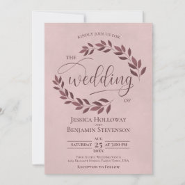 Rustic Burgundy Löv Elegant Dusty Ro Bröllop Inbjudningar
