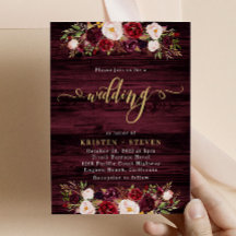 Rustic Burgundy Marsala Blommigt Bröllop