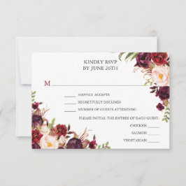 Rustic Burgundy Marsala Bröllop OSA Card Kort