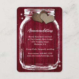 Rustic Burgundy Mason Burk Wood Ackommodation Card Tilläggskort