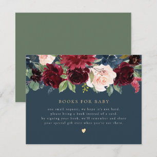 Rustic Burgundy & Navy Blommigt Bokar för Baby Car Inbjudningar