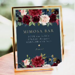 Rustic Burgundy & Navy Blue Blommigt Mimosa Pub Si Poster